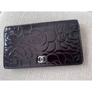 Chanel Patent Leather Camellia Wallet